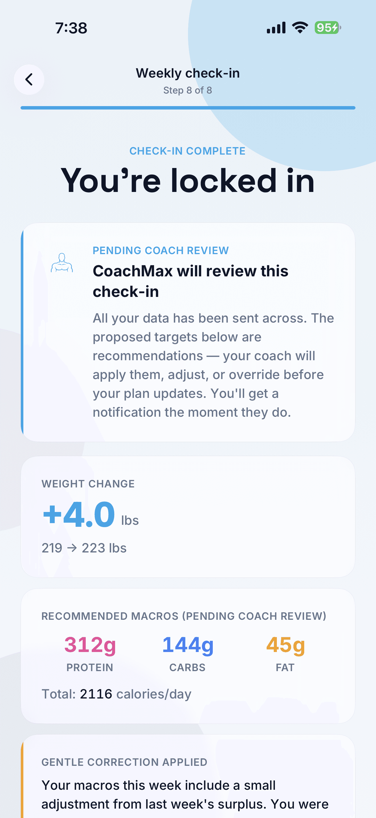 Check-in submitted