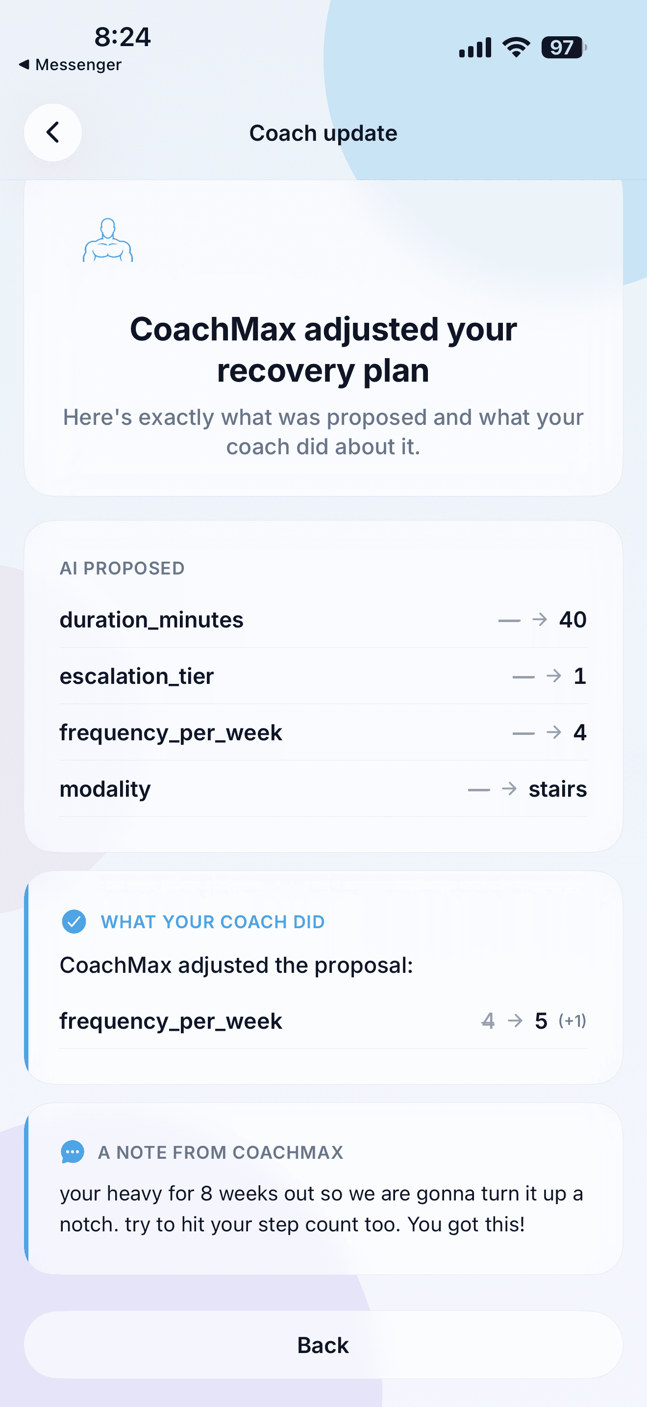 Coach adjustment + note